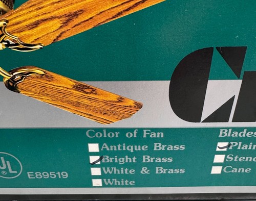 Vintage CROWN Ceiling Fan Litex 42" Bright Brass CU42BB-4 OPEN BOX - Picture 3 of 11