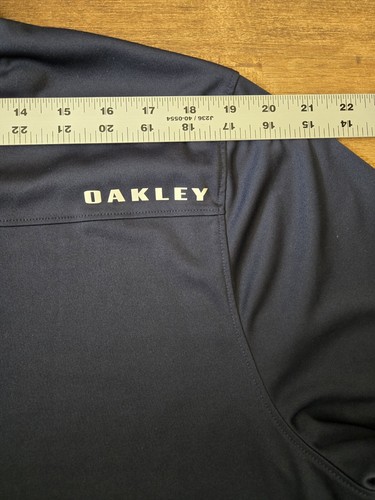 Oakley Poloshirt Herren XL grau dunkelblau Streifen Logo Stretch Golf Kurzarm - Bild 8 von 14