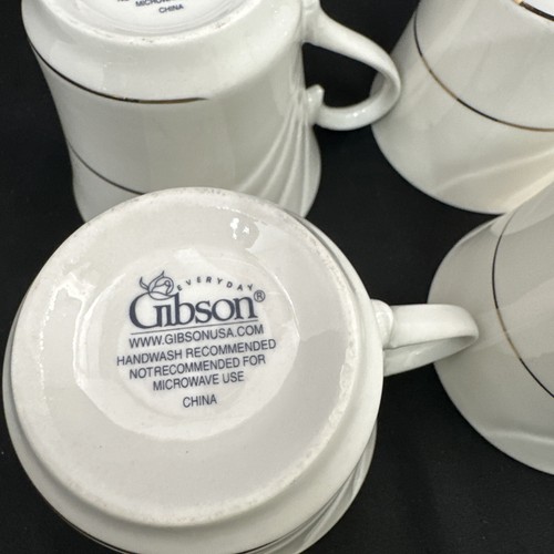 Service for 4 Gibson Everyday Fine China Cups & Saucers White With Scroll Rim - Picture 13 of 16