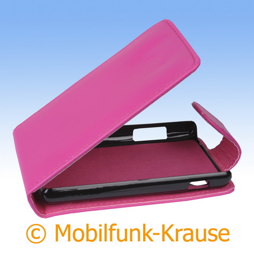 Flip Case Etui Handytasche Tasche Hülle f. LG E440 Optimus L4 II (Pink) - Bild 1 von 1