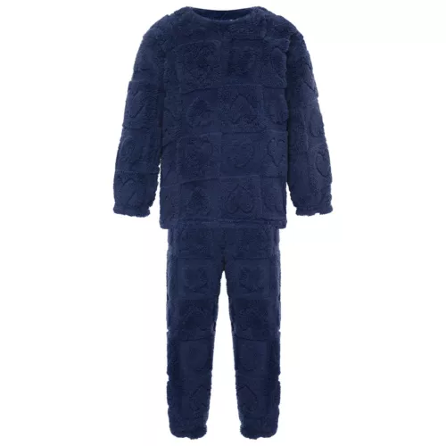 Kids Boys Girls Pajamas Set Solid Color Tops With Pants Round Neck Flannel Suit - Foto 66 di 72