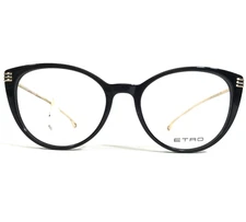 Etro Eyeglasses Frames ET2646 001 Black Gold Round Cat Eye Full Rim 53-18-140