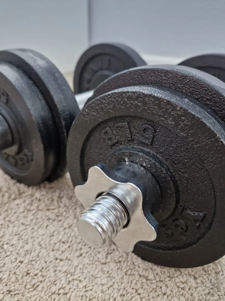 mancuernas ajustables, hasta 50 lb, mancuernas, equipo de entrenamiento, rizos de bíceps Foto 3 de 4