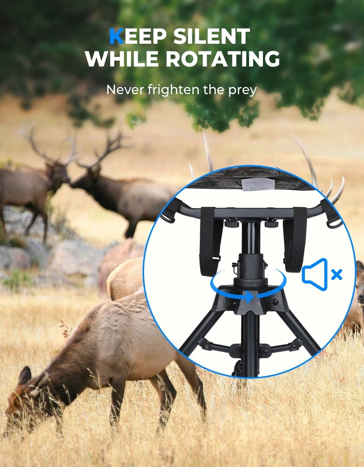 Swivel Hunting Chair 360° Adjustable Legs Folding Silent Swivel Chair Outdoor - Image 4 of 4