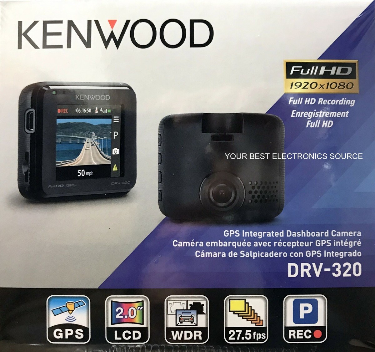 NEW Kenwood DRV-320 HD Recording Dashcam w/ 2