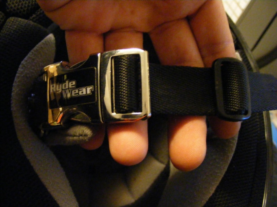 Chrome RydeWear aluminum motorcycle helmet quick release chin strap