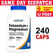 Nutricost Potassium Citrate 99mg Magnesium Citrate 210mg 240 Capsules Free Ship