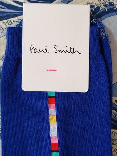 Paul Smith Women Italian Socks Veronica Strip Blue Multi F743 One Size CottonMix - Picture 2 of 5