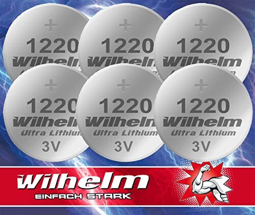 6 pile a bottone al litio CR1220 WILHELM, 3 V, 40 mAh, ø 12 x 2,0 mm, (k0a)