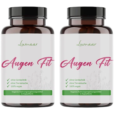 LUMAAR 2 Dosen Augen Fit Kapseln mit Lutein Zeaxanthin Anthocyanen Kupfer Vitamine