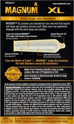 Trojan Magnum XL Large Size Lubricated Condoms, Latex Condoms - 12 Count | eBay Trojan Magnum XL Large Size Lubricated Condoms, Latex Condoms - 12 Count | eBay