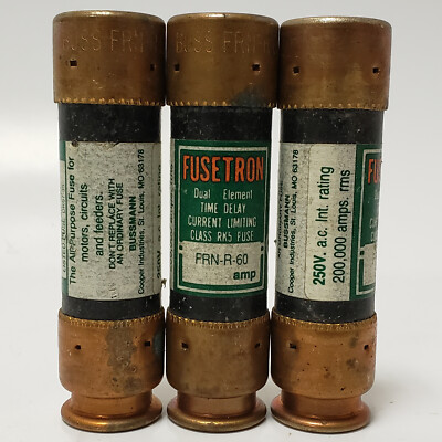 Fusible Cooper Bussmann Fusetron FRN-R-60 - Dual Element, Time Delay, Class RK5, Neuf