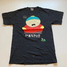 Vintage 90s 1997 South Park Eric Cartman Graphic T Shirt Men's Large Black Rare