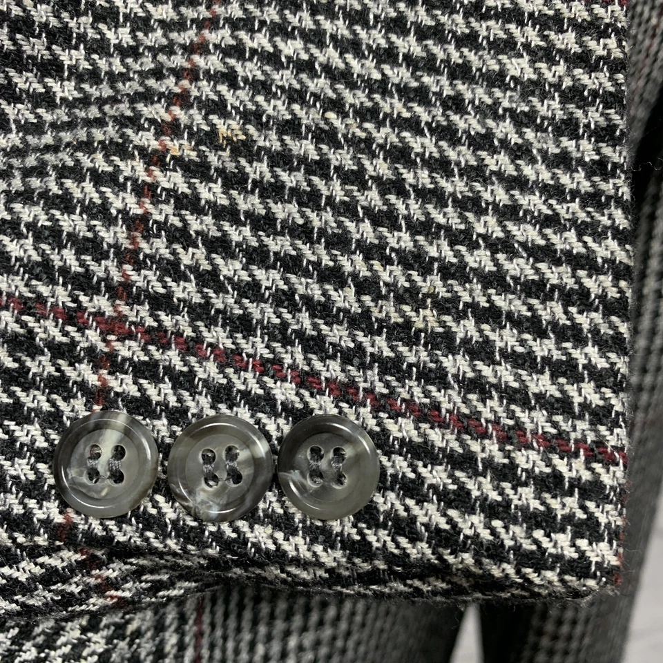 Stafford Mens Silk & Wool Blend Houndstooth Classic Sports Coat 44R - Image 4 of 4