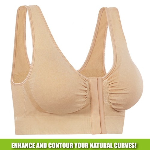 Bamboo Bra Seamles Breathable Viscos Stretch Nude Closin Front L/XL - Picture 5 of 6