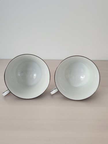 Set of 6 NORITAKE Burlington Footed Teacup Only Blue Feather Scroll Silver 2081 - Picture 9 of 17