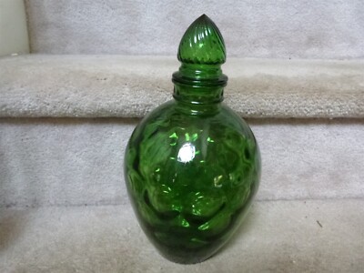 VINTAGE MCM Wheaton Ware Coin Spot Dot Decanter w/ Stopper Green 10.5''