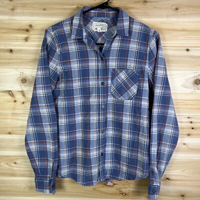 Current Elliot Shirt Womens Size 0 Blue White and Red Plaid Button Up Shirt