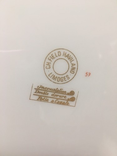 (11)Chas Haviland Limoges Incrustation Polie a l'agate Cobalt 10.3" DINNER PLATE - Picture 9 of 9