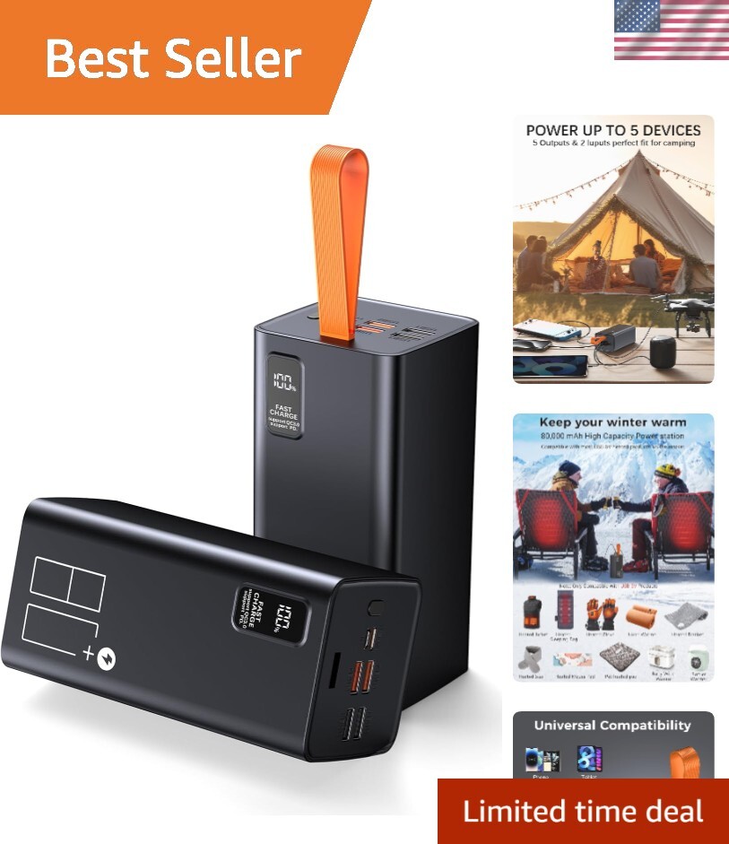 80000mAh Power Bank Fast Charging, 30W PD & QC 3.0 High Capacity Portable Cha...