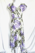 NWT White House Black Market Flutter Sleeve Hydrangea High Low Dress Size 10 Mid