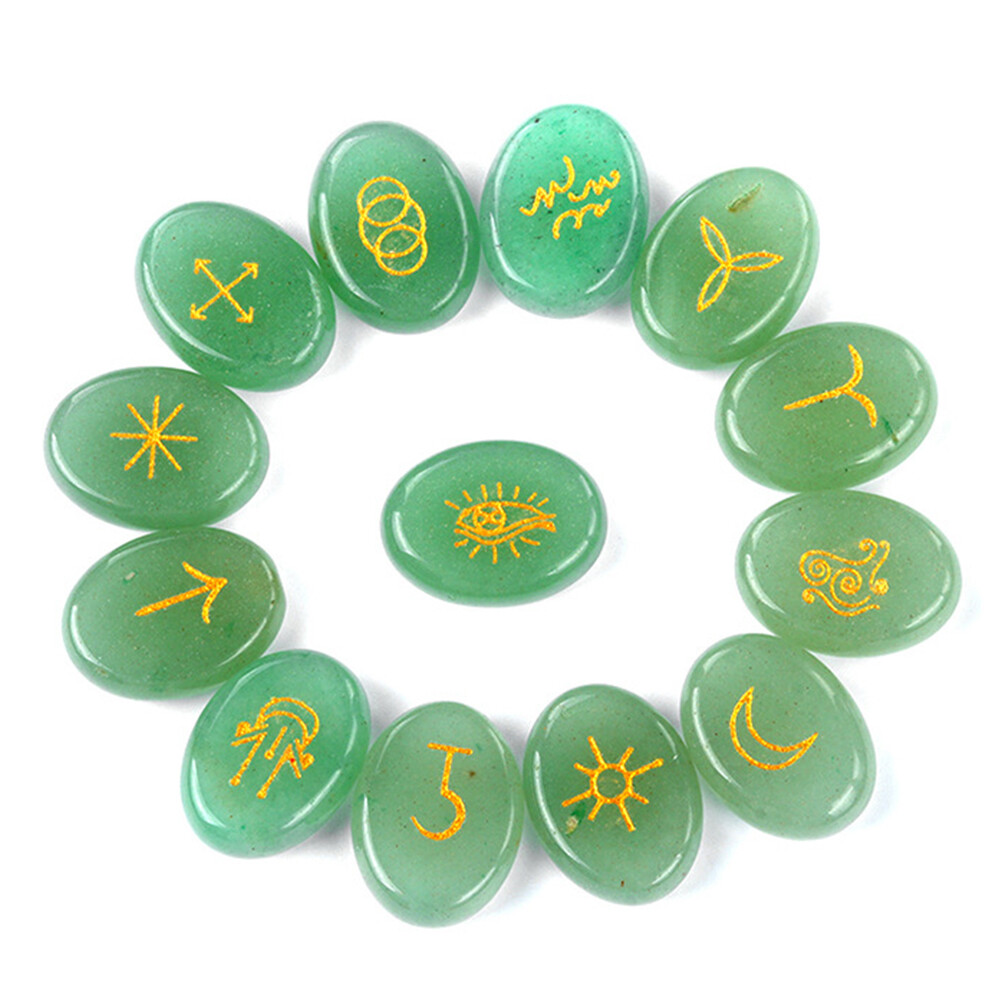 Witches Rune Crystals Chakra Balancing Crystal Set Rockcloud Healing Crystal Rose Quartz Rune ...