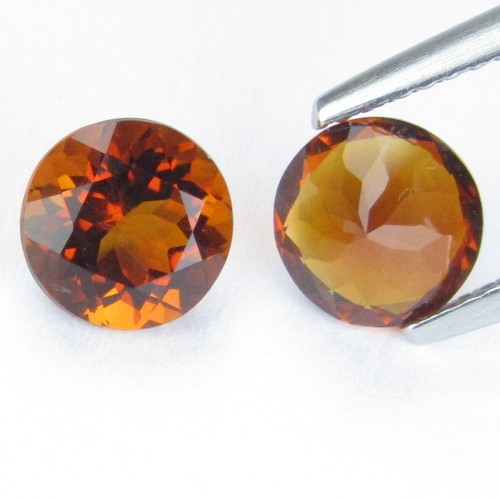 Impresionante par a juego de citrino natural de Madeira de 6,7 mm de forma redonda de 2,25 quilates - Imagen 7 de 7