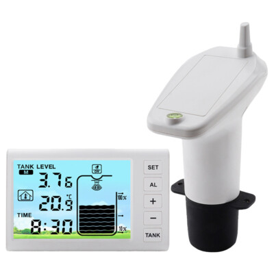 Ultrasonic Water Tank Liquid Depth Level Meter Temperature Sensor Time Display Q