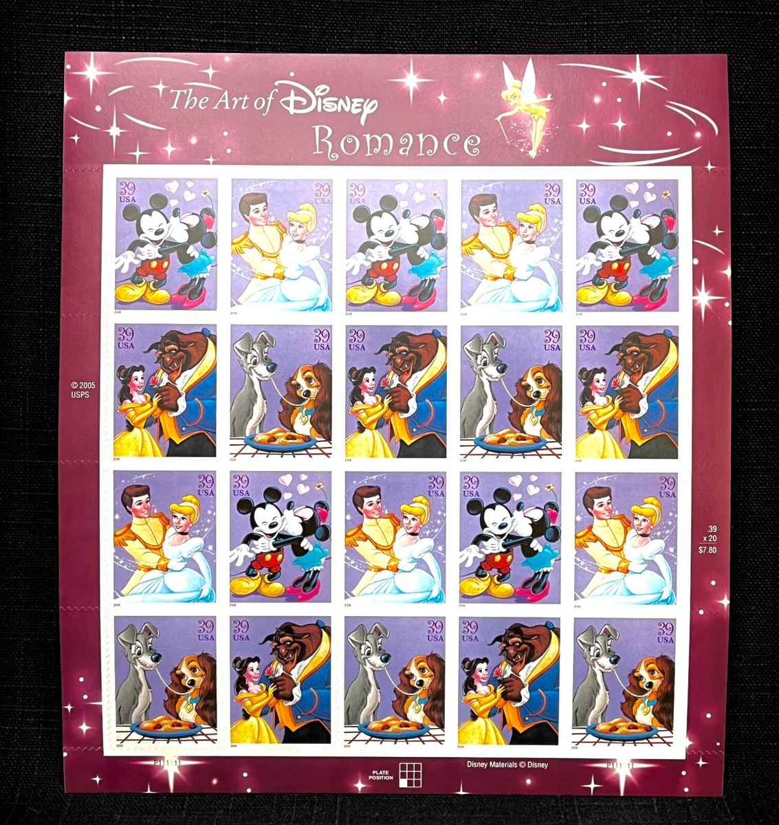 The Art of Disney USPS Stamps Full Set of 5 Dif MINT Sheets Retail
