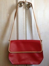 Francesco Biasia Cuir Rouge Sac Épaule avec Monture Beige