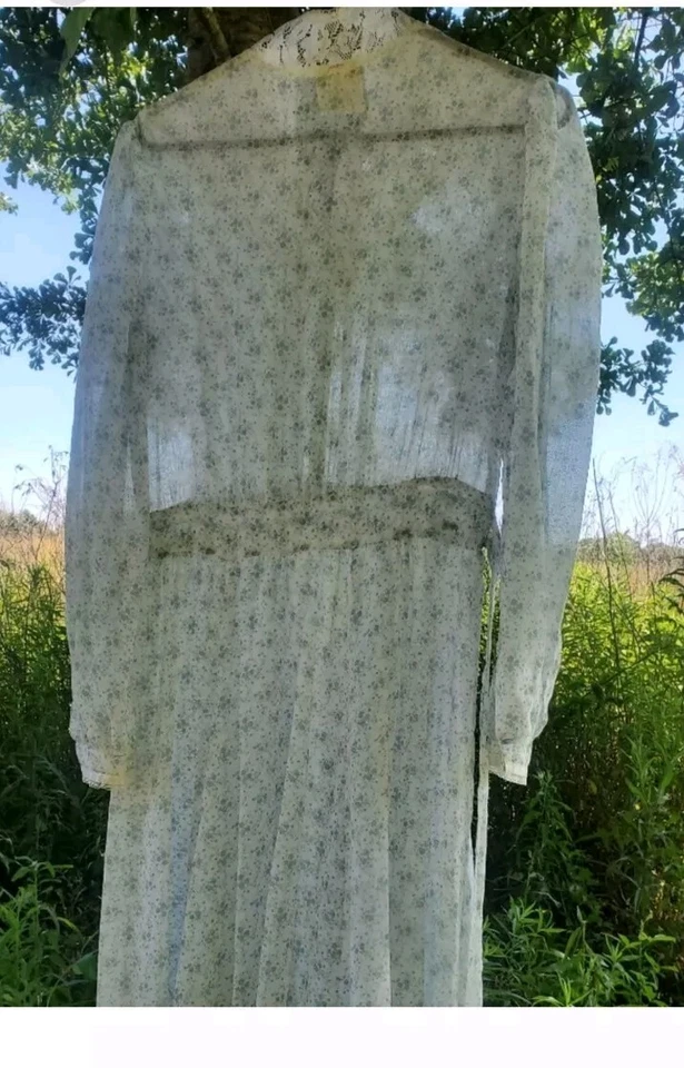 Caprichoso Vestido de Hadas Gunne Sax Pradera Años 70 Blanco Floral Cottagecore Raro De Colección Foto 3 de 4