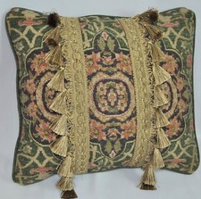 Corded Accent Pillow made w Ralph Lauren Rutherford Park Green Tapestry Fabric