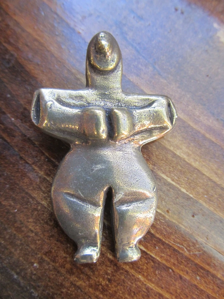 Gran Madre Latón Antigua Cueva Venus Diosa Colgante Oro Joyería Foto 3 de 4