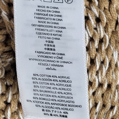 Michael Kors Poncho Sweater Cape Toggle Zipper Tan White Marled Designer Size 2X - Picture 5 of 14