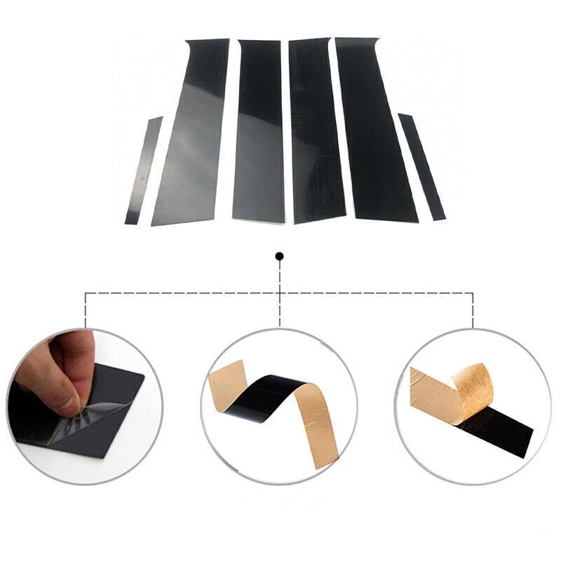 Kit de cubierta de calcomanía negra con postes de pilar para puerta piano para Chevy Aveo sedán 2011-15 Foto 3 de 4