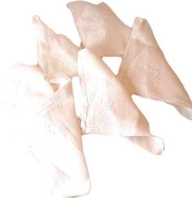 Set Of 6 Vintage Linen Art Deco Embroidery Table Linens Circa 1920s Estate Find