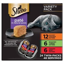 Wet Cat Food Pate Variety Pack Twin-Pack Trays 24 Count 2.6 oz Perfect Portions