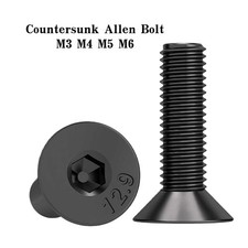 M3 M4 M5 M6 Flat Head Socket Cap Screw Countersunk Allen Bolts 12.9 Steel Black