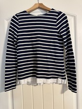 J.Crew Crewcuts Girls Long Sleeve Striped Top Size 14 Button Back Ruffle Hem