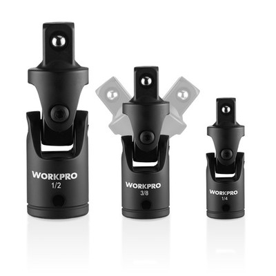 WORKPRO 3PC Universal Joint Socket Adapter Set 1/4'' 3/8'' 1/2''Dr Flexible U-Joint