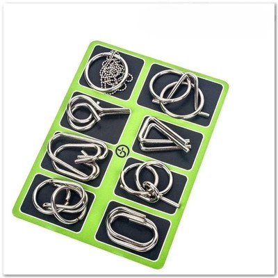 8 IN 1 Metal Craft Chinese Ring Puzzle IQ Brain Teaser Kid Adult Educational Toy