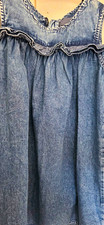 Kaisely Blue Denim 100% Cotton Cold Shoulder Ruffle A-Line Zip Dress S