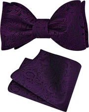 Men's Paisley Self Tie Bow Tie & Handkerchief Set - Jacquard Pocket Square