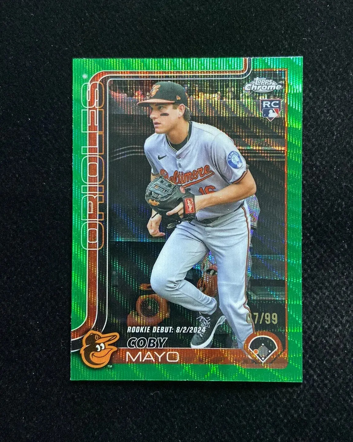 2025 Topps Chrome Update Debut Coby Mayo #USC94 Green Wave Refractor /99 RC QI95