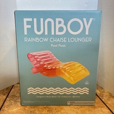 FUNBOY Giant Inflatable Luxury Clear Rainbow Chaise Lounger Chair Pool Float 70"