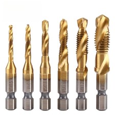 6 PCS Combination Drill Tap Bit Set, Professional HSS Titanium Thread 6pcs