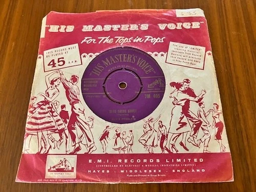 ELVIS PRESLEY Blue Suede Shoes 7" HMV Records UK press 1956 V Rare VG+/VG TESTED
