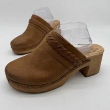 Kork-Ease Tilly Tan Brown Leather $144 Braided Strap Clog Size 11 M