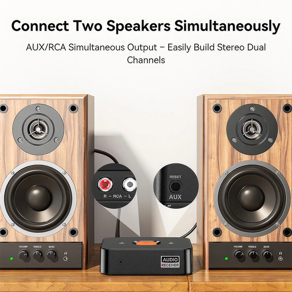 Wireless Audio Adapter Bluetooth 6.0 HiFi Empfänger mit 3.5mm AUX Cinch Buchse - Bild 2 von 4