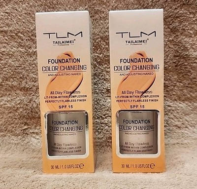 Lot of 2:  TLM Color Changing  Adjusting Foundation Flawless All Day SPF 15 1 oz